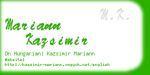 mariann kazsimir business card